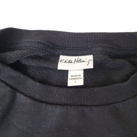 Keith Haring Black Long Sleeve Crewneck Sweatshirt With Red Heart Graphic L - Picture 6 of 6